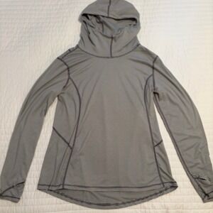 Danskin Now Gray Striped Long Sleeve Activewear Hoodie Womens Medium